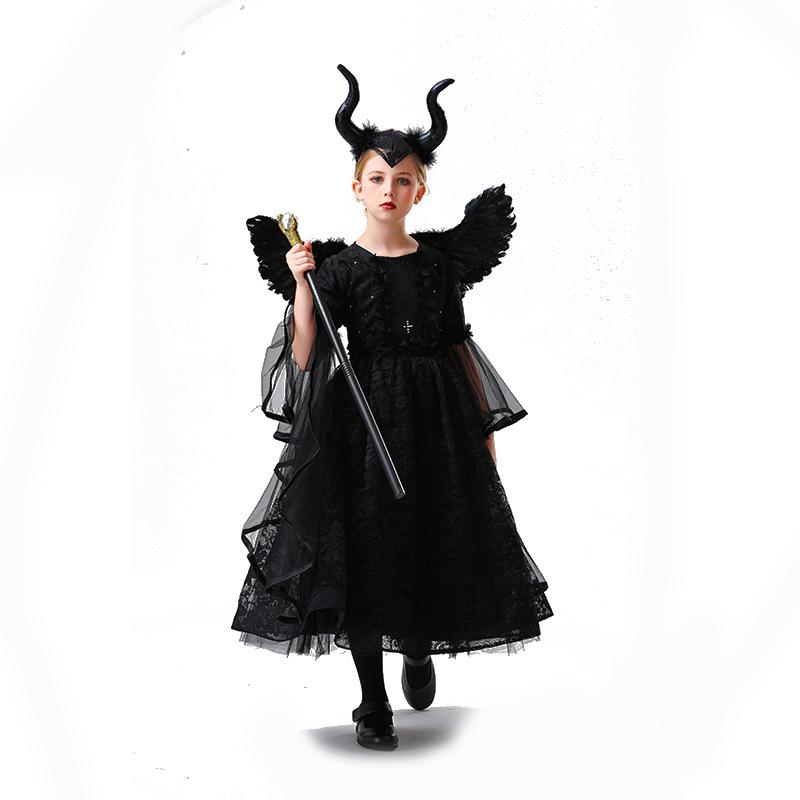 Cosplay Halloween Kids Costume Girls Sleeping Spell Girls Cosplay Makeup Ball Witch Princess Dress Dress