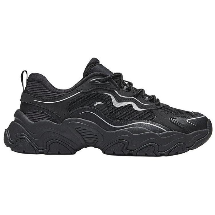Anta Meteorite Slip Resistant Abrasion Resistant Low top Casual Shoes Women's Black Silver Sneakers