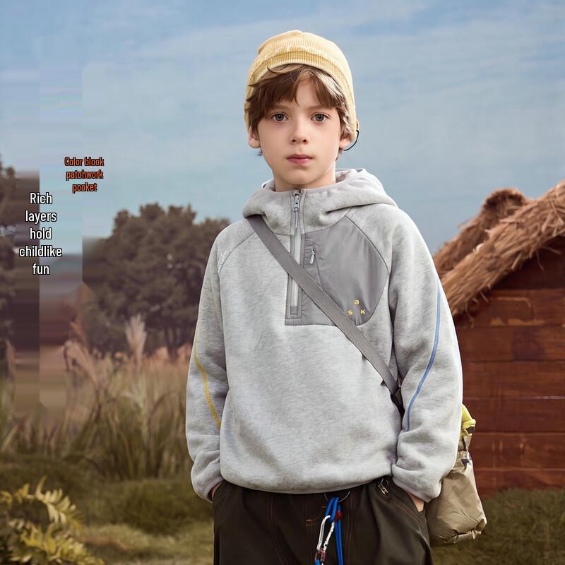 ASK JUNIOR Kids' Colorblock Hooded Pullover Sweatshirt