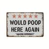 Vintage Metal Poster Poop Here Again Funny Wall Art Toilet Decor