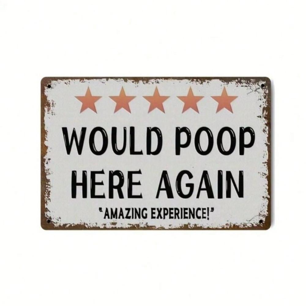 Vintage Metal Poster Poop Here Again Funny Wall Art Toilet Decor