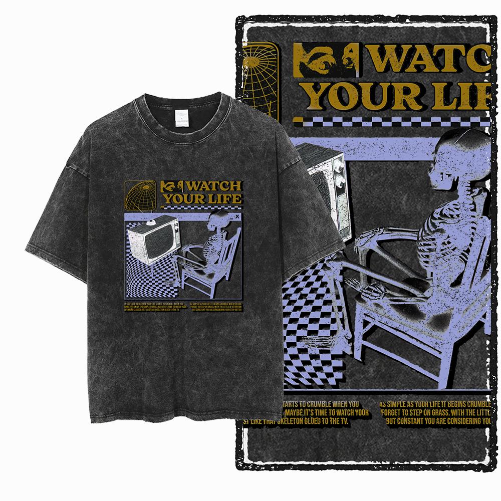 U1 STREE THEME Exclusive Graphic Unisex Cotton Acid Washed T Shirt Cool Vintage Streetwear Men Tshirts Big Size Tee for men