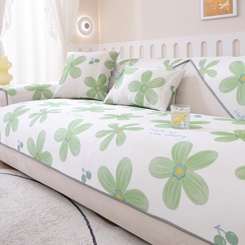 Sofa Cushion New Summer High -End Ice Silk Seat Cushion For Summer Cool Washable Non -Slip Sofa Cover Cover Cloth 