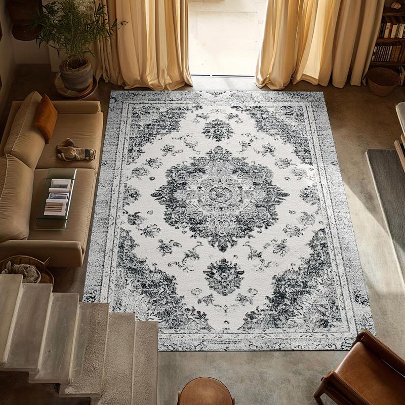 RAKKS Vintage Velvet Area Mat-Non-Slip, Soft & Durable Polyester, Retro Abstract Design,Perfect for Living Room & Bedroom Decor
