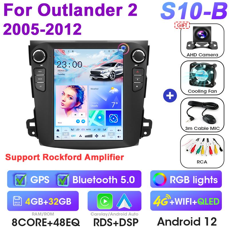 2 Din Android 12 Car Radio For Mitsubishi Outlander Xl 2 2005-2012 For Citroen C-Crosser 2007-2013 Multimedia Video Player GPS