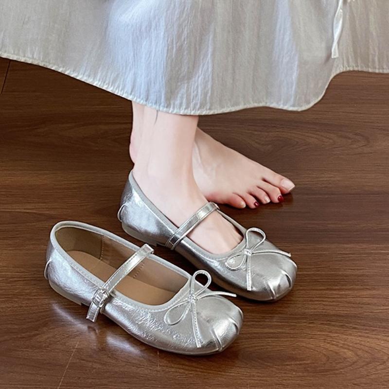 2025 Luxury  Ballet Shoes Woman Classic Square Toe Bowtie Elastic Band Ballerina Flats Ladies Soft Loafers women flat shoes