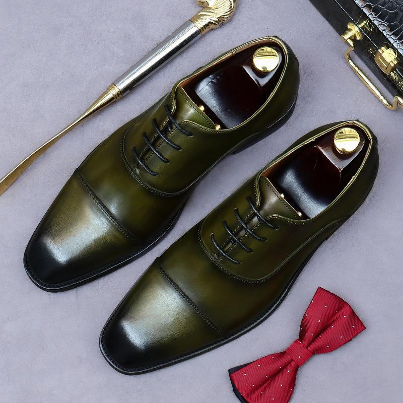 Fashion Handmade First Layer Cow Leather Shoes Men Four Seasons Brand Formal Business Dress Genuine Leather Shoes for Gentleman