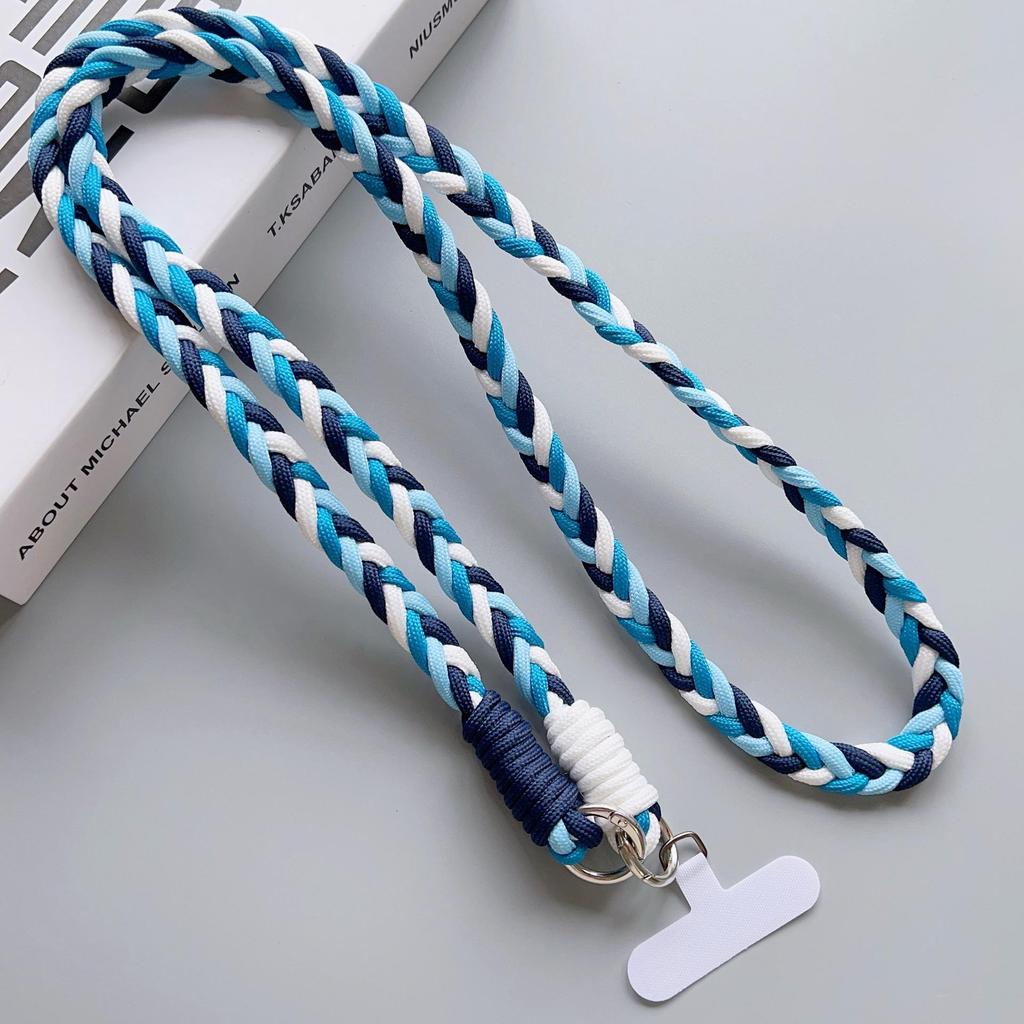 Stylish Braided Crossbody Lanyard: Adjustable, Four-Strand, Color-Block, Anti-Drop Phone Chain