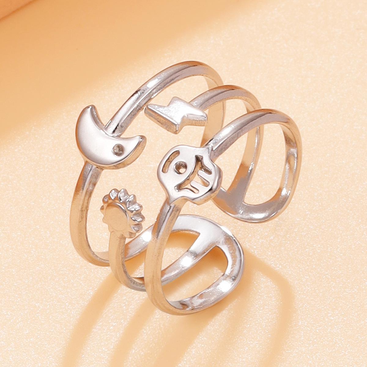 Retro Magic Eye Star Moon Ring - Stainless Steel 18K Gold Plated