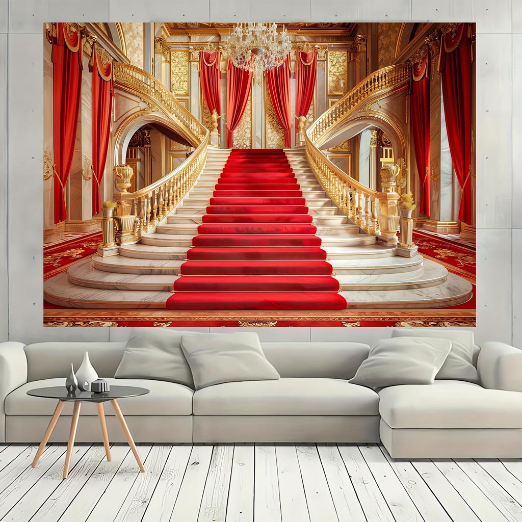 Luxury Red Carpet Palace Background, European Real Gold Background Photography Decoration