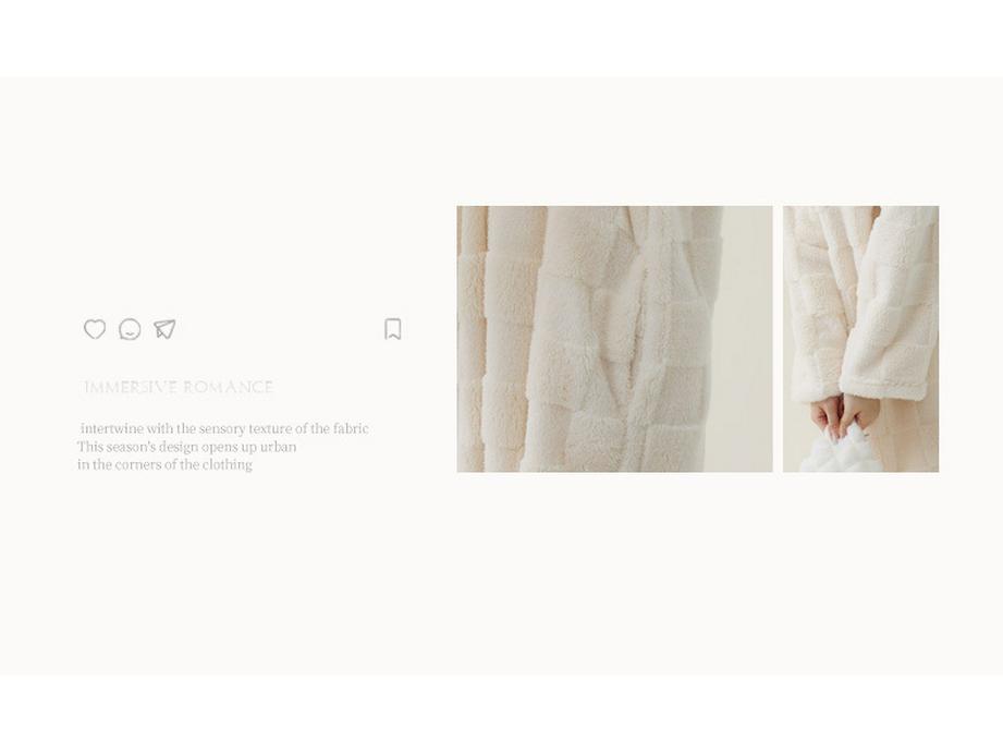 Robe de Banho Felpuda Feminina: Veludo Espesso, Quente para Outono & Inverno