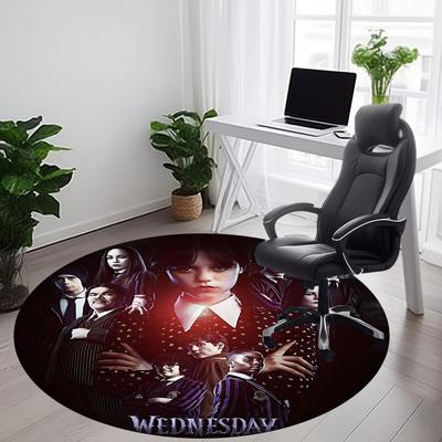 1PC Wednesday Addams Office Round Rug, Non-slip, Soft and Durable Office Rug for Interior Decoration, Perfect for Office, Beautiful Decoration