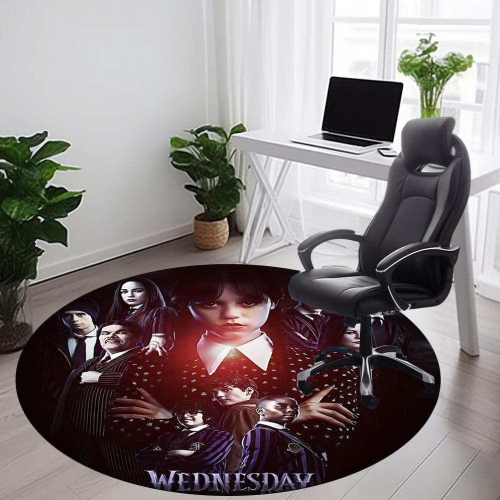 1PC Wednesday Addams Office Round Rug, Non-slip, Soft and Durable Office Rug for Interior Decoration, Perfect for Office, Beautiful Decoration