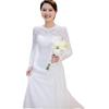 Abito da Sposa in Pizzo Francese 1011 Nuovo Sposa Atmosferico Semplice Manica Lunga Estiva Abito da Uscita Abito da Sposa con Strascico Piccolo
