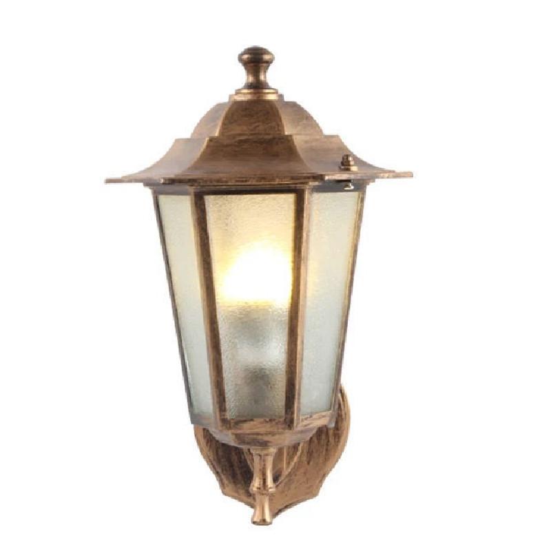 Retro Outdoor Hexagonal Wall Lamp With Copper Finish And Waterproof Led Technology