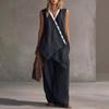 Bohemian Style Sleeveless Cotton Vest And Wideleg Pants Casual Set For Women Spring Summer