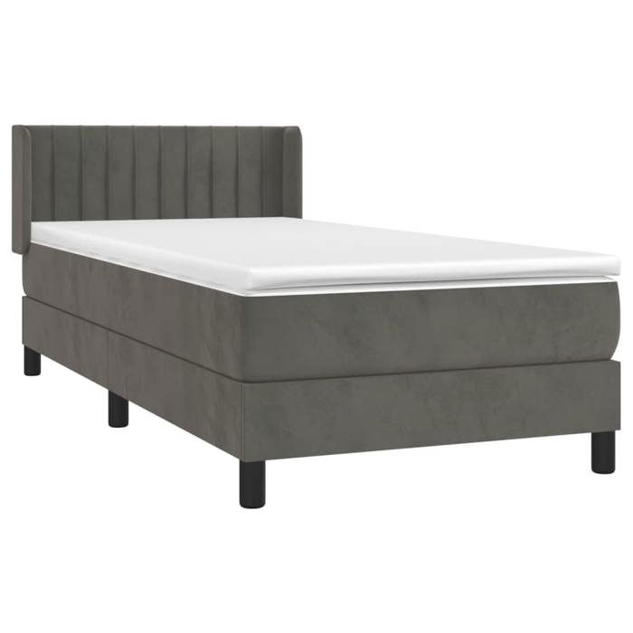 3131046 vidaXL Lit à sommier tapissier et matelas Gris foncé 80x200 cm Velours
