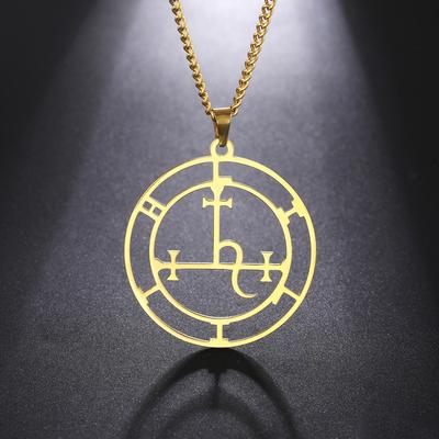 Lucktune Demon Seal Symbol Necklace Stainless Steel Satan Sigil of Lilith Amulet Pendant Chain Necklace for Women Men Jewelry