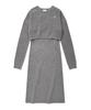 Covernat Woman Layered Long Knit Dress Melange Gray