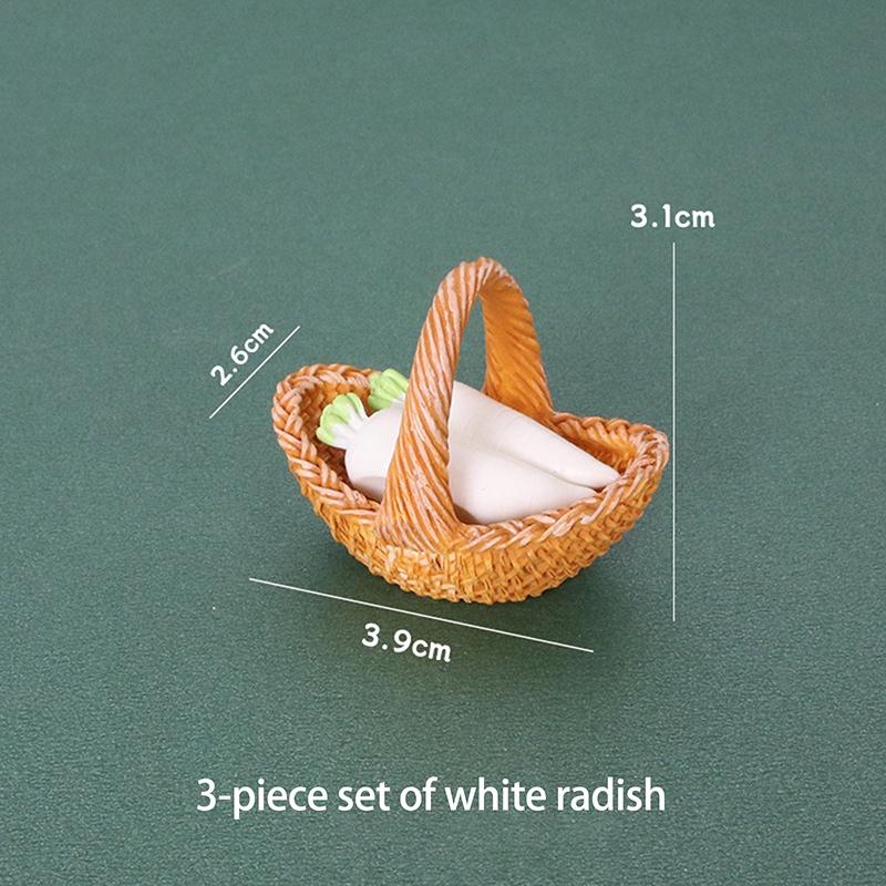 3Pcs/Set Dollhouse Simulation Vegetable Handheld Basket Model Mini Vegetables Decoration For 1/12 Dolls House Kitchen Play Toys