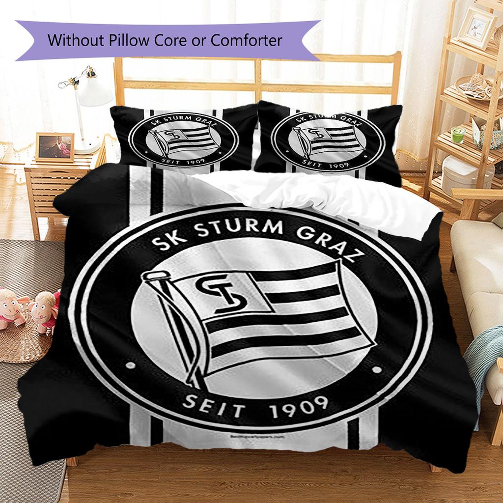 SK Sturm Graz Pattern Bedding,Quilt Set Quilt Cover Pillowcase Home Birthday Gift(1 * duvet cover + 2 * pillowcase, without core)