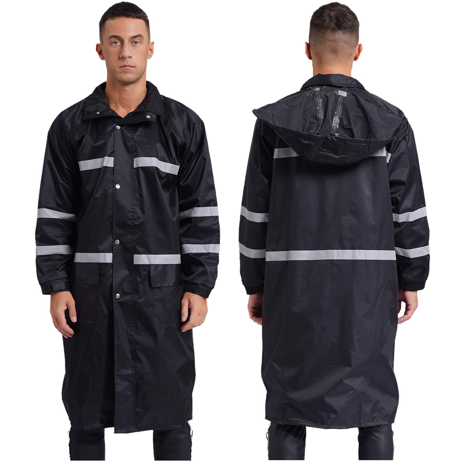 

Мужские длинные дождевики с капюшоном, дождевики, водонепроницаемая рабочая куртка-пончо XXL чёрный
