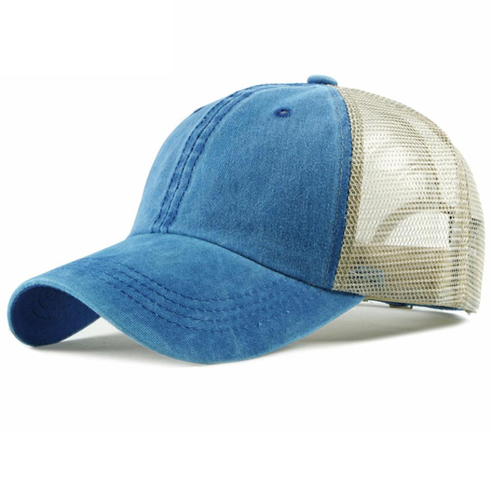 

HT4759 Baseball Cap Men Women Spring Summer Sun Hat Breathable Trucker Mesh Cap Baseball Hat Male Female Adjustable Snapback Cap Adjustable 55-60cm небо синє кольору