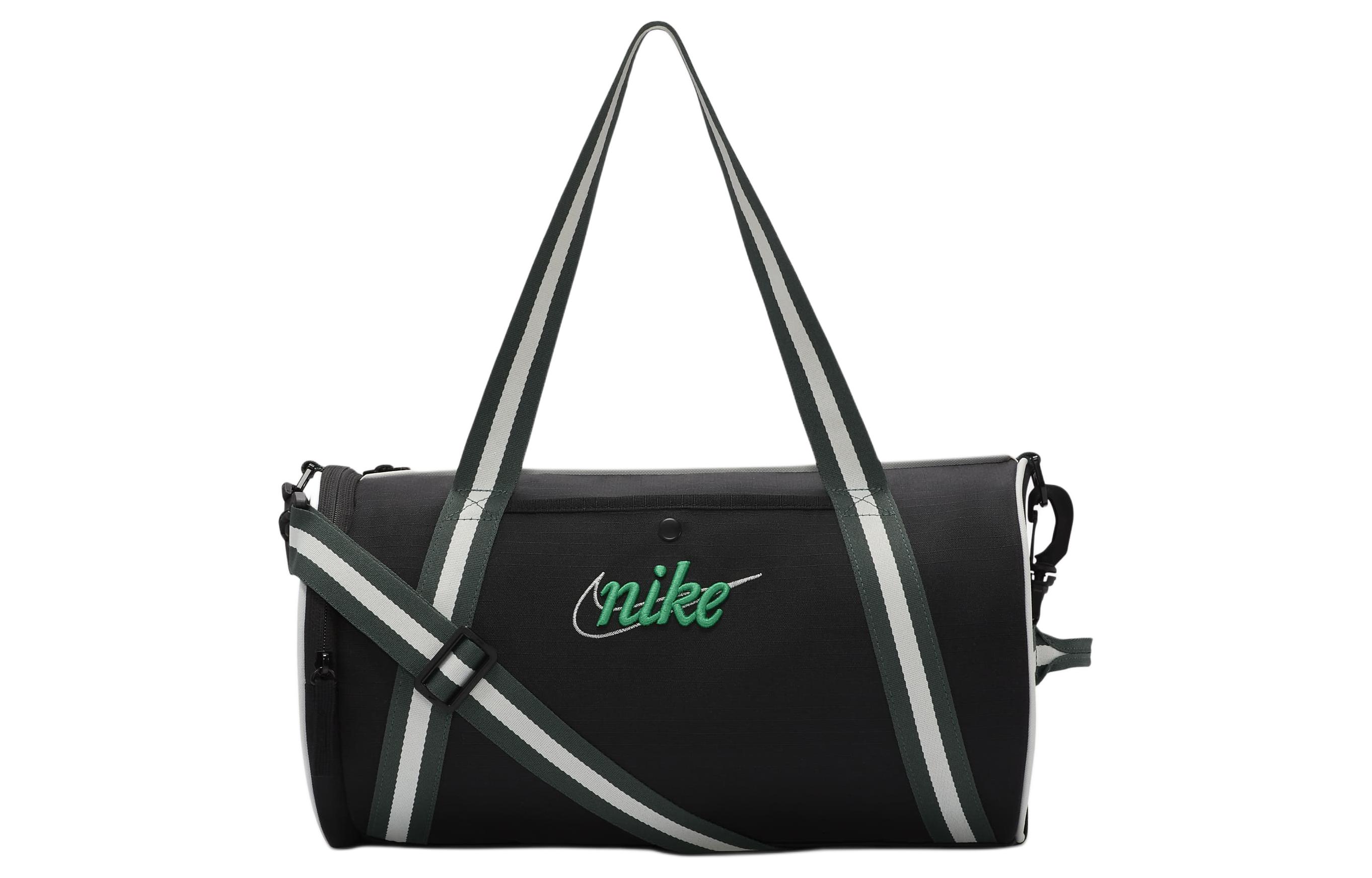 

Nike Polyester Portable One Shoulder Crossbody Gym Bag Large Unisex Black & Vintage Green & Stadium Green DR6261-013