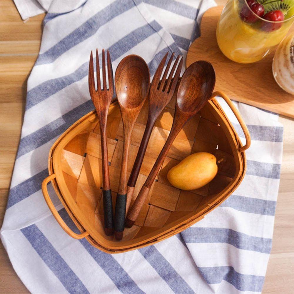 Home Natural Dinner Kit Wooden Kitchen Fork Chopsticks Spoon Set Cutlery Tableware Utensils Sets