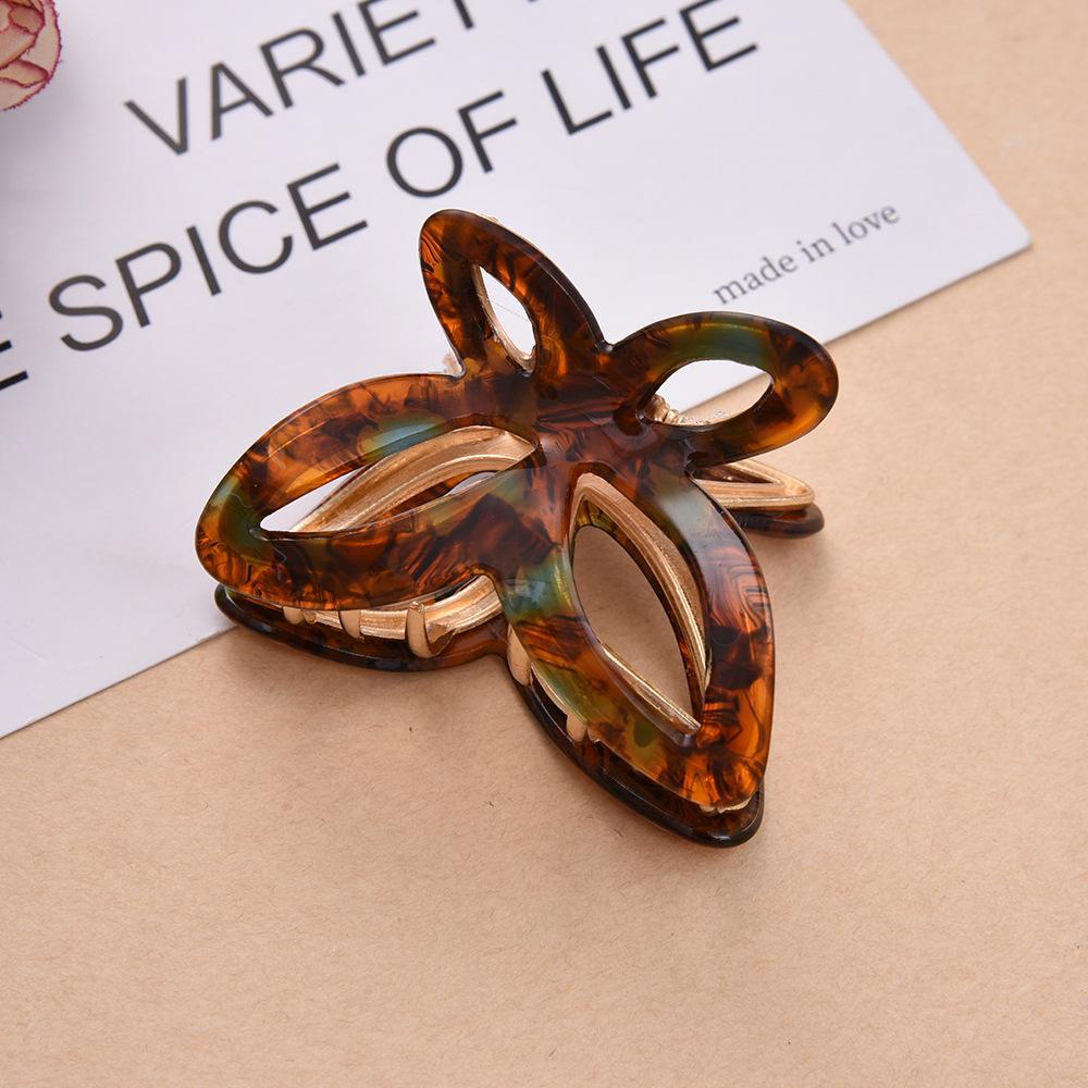 

Французская милая корейская шпилька-бабочка - зажим для волос «Акула» из акрила и ацетата для хвостиков 6cm кофейный/синий