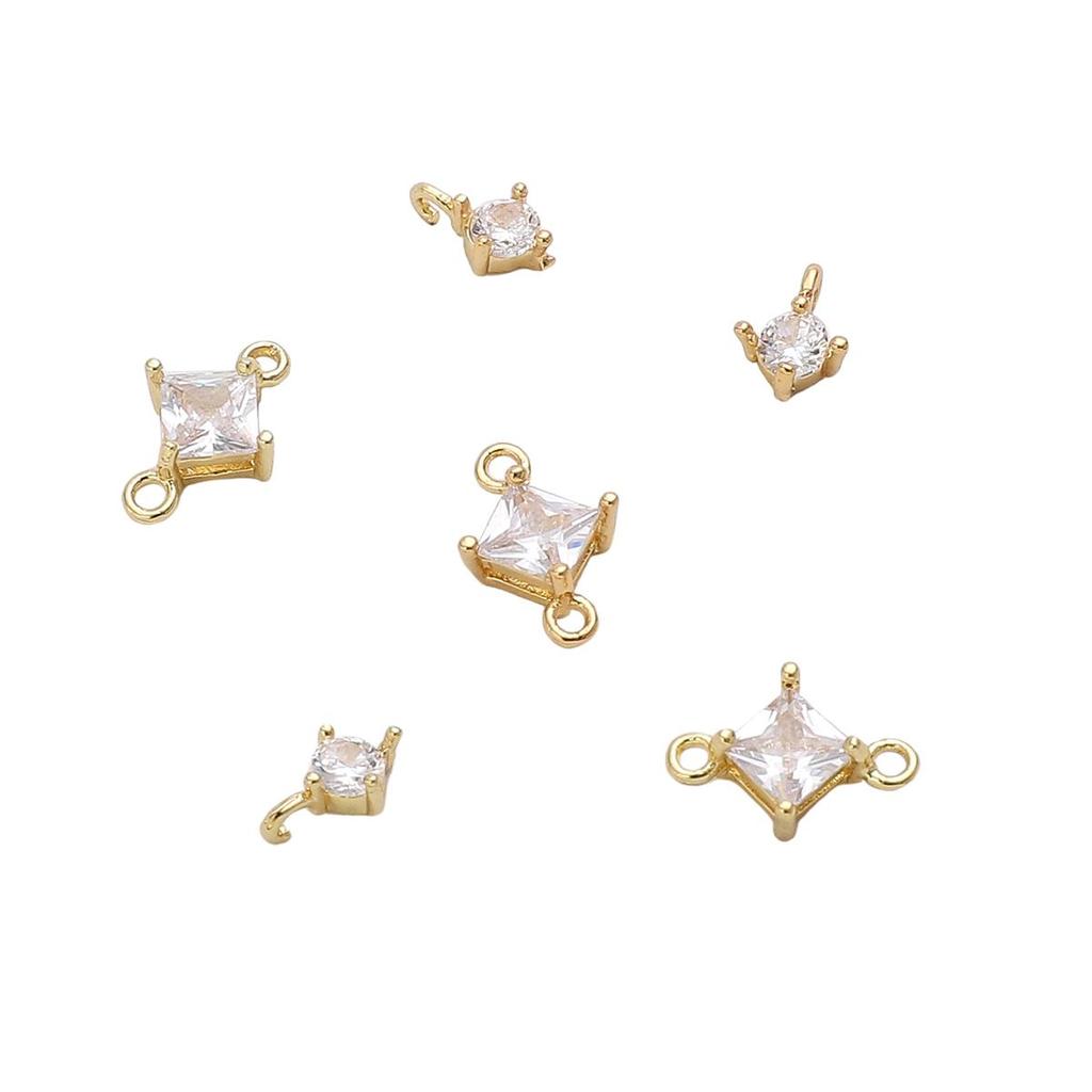 Kupfer Micro eingelegter Zirkonia quadratischer Hängeanhänger für DIY Schmuckherstellung Bastelzubehör