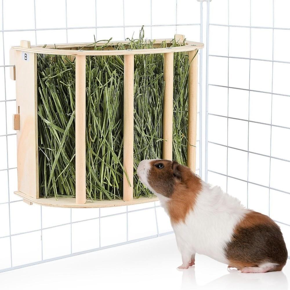 Wooden Hay Feeder Rack Built-in Rabbit Hay Holder Easy Installation Ferret Hay Manger  Hamster