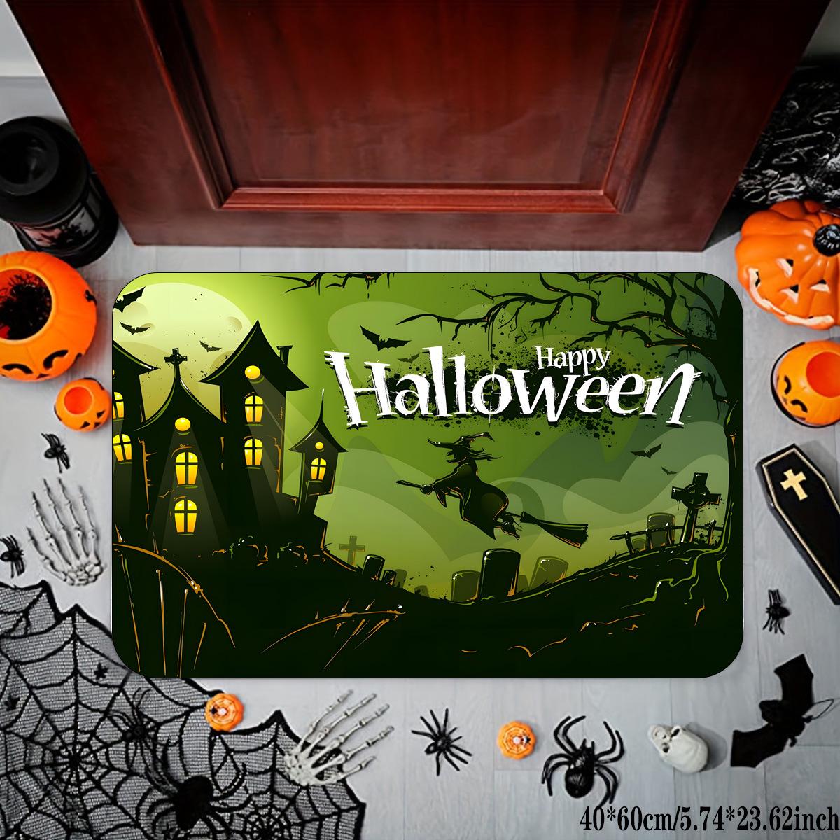 

Зеленый Хэллоуинский коврик из кристального велюра - Нескользящий, впитывающий придверный коврик для ванной и кухни 40x60 cm зелёный