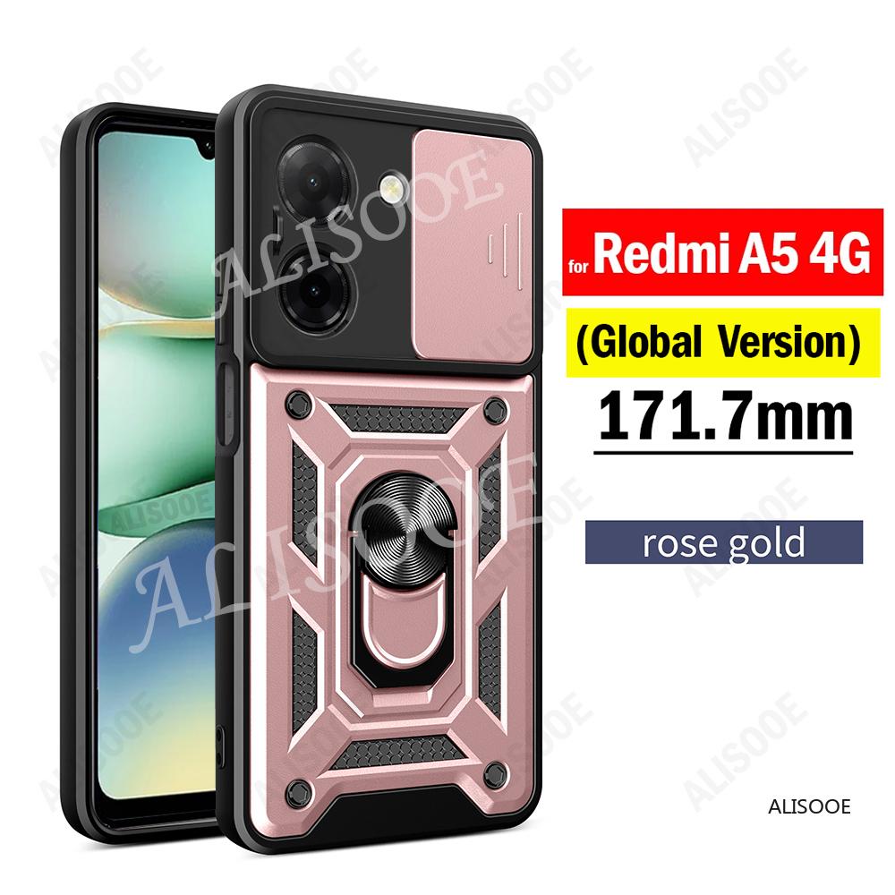 Shockproof Capa for Xiaomi Redmi A5 4G Global (171.7mm) Case Armor Slide Camera Protect Ring Stand Cover for Redmi A5 4G Funda