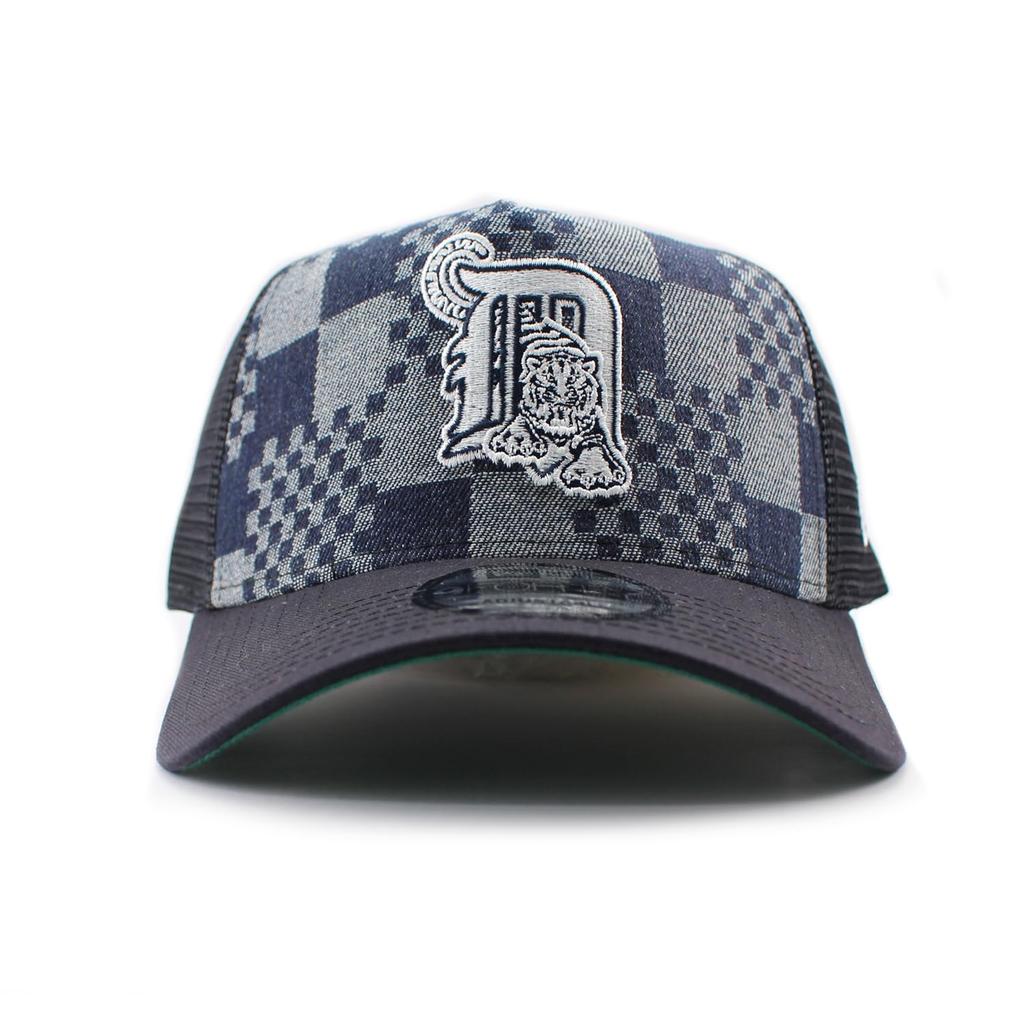 New Era 9FORTY Detroit Tigers MLB DENIM NAVY PATTERN COOPERSTOWN MESH BLUE A-FRAME CAP, 940AF, A-FRAME [Used]