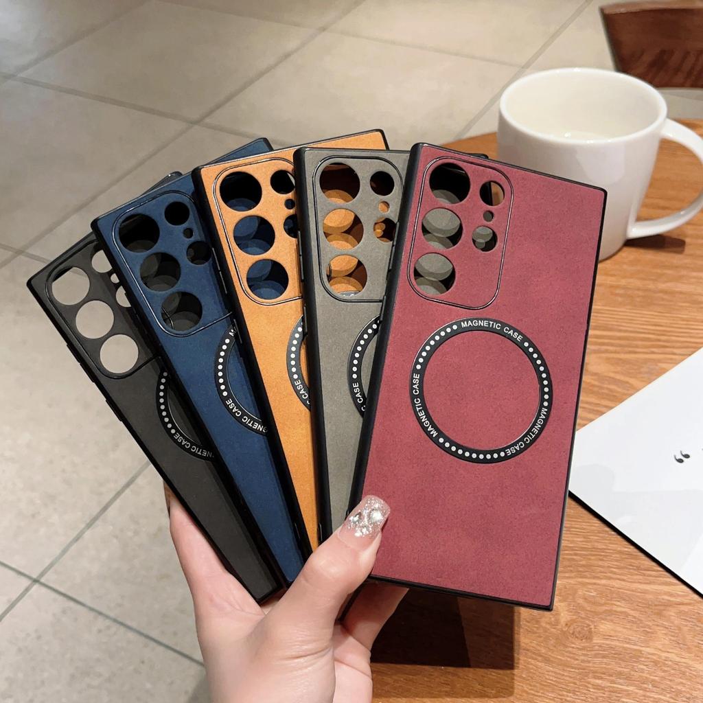 Etui na telefon Samsung S23ULR Magnetic Wireless Charging, etui ochronne z owczej skóry S22+ - pełna skorupa dla S23 Plus