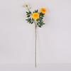 Artificial Marigold 3 Head UV Resistant Fake Silk Flower with Leaves Indoor Outdoor Garden Table Centerpiece Faux Bloom Decoration