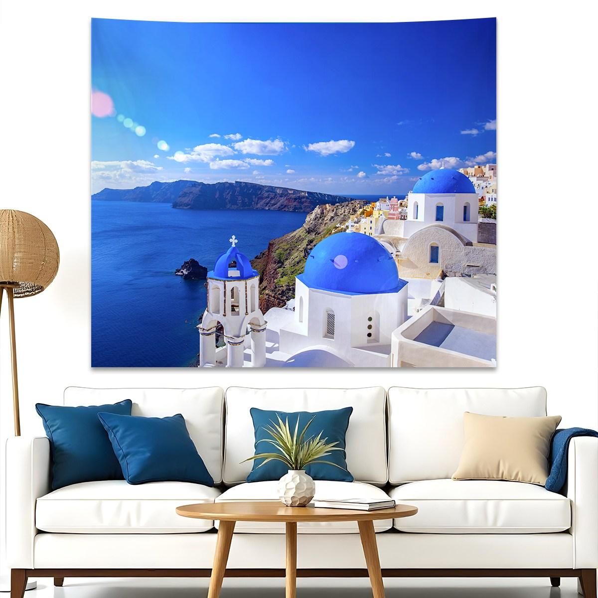 

Fake Window Scenery Tapestry Polyester Aesthetic Wall Hanging Mountain Field Beach View Decor for Bedroom Dorm Photo Backdrop 74x94cm(29x37in)