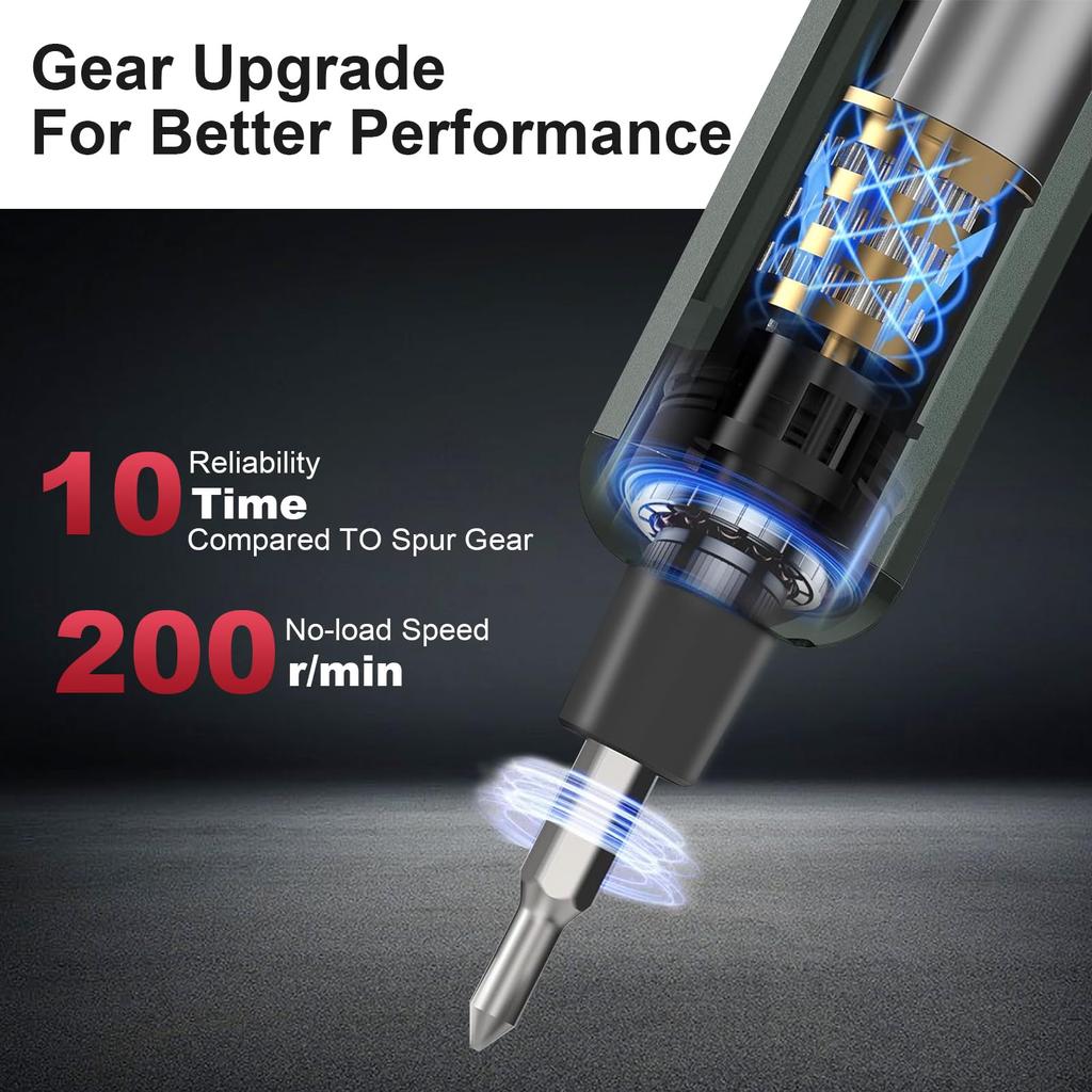 AMZDIGI Electric Precision Screwdriver Maximum Forward and Reverse LED for DIY Repair Tools 30-in-1 Set, 2-Level Torque, 3N.m, Pen-Shaped, Pop-Up