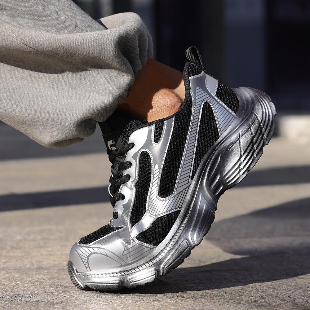 Men's Safety Shoes For Work Anti Smashing Anti Puncture Breathable Silver Gray
