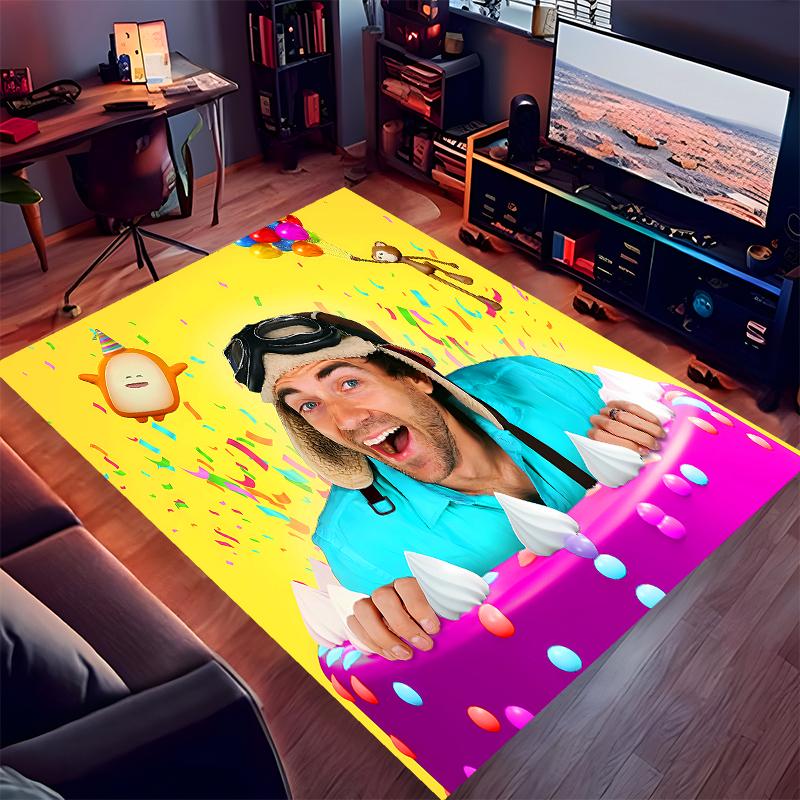 1pc Danny Go Print Area Rug - Soft, Washable Non-Slip Indoor Mat for Office Chairs, Living Room, Home Office Decorative Rug