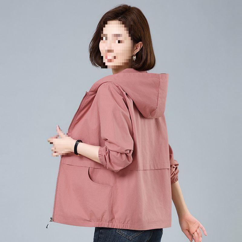 Women's Plus Size Hooded Short Jacket - Casual Spring/Autumn Outerwear for Middle-Aged Women