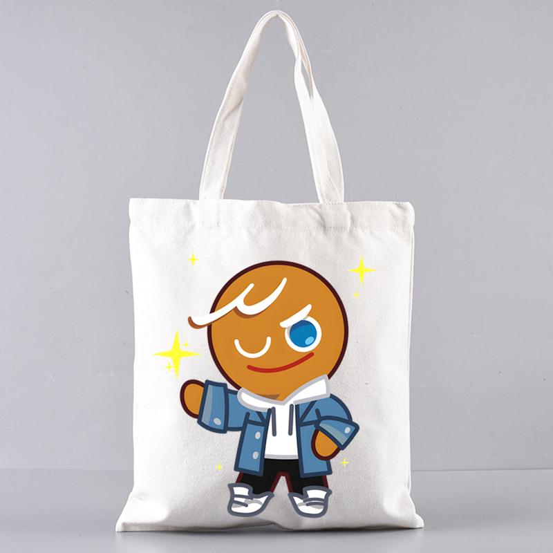 Shadow Milk Cookie Run Kingdom Pure Vanilla Cookie Women Canvas Tote Bags Handbags Shoulder Bags Shopping Handbag