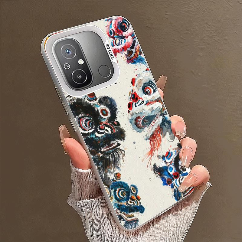

Lion Dance Ink Wash Shockproof Phone Case for Xiaomi Poco X7 X6 X5 X3 Pro F7 Ultra M8 Redmi 15C 15 14C 13C 12C 10C 13 12 10 Xiaomi Redmi 10A