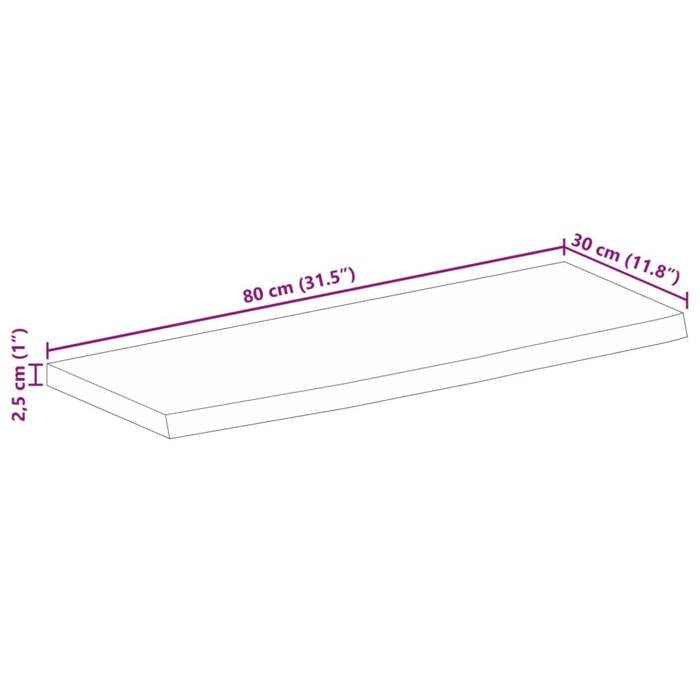 VidaXL Tabletop 80x30x2.5 Cm Live Edge Solid Mango Wood, Wood Tabletop, Side Table Top, 370334