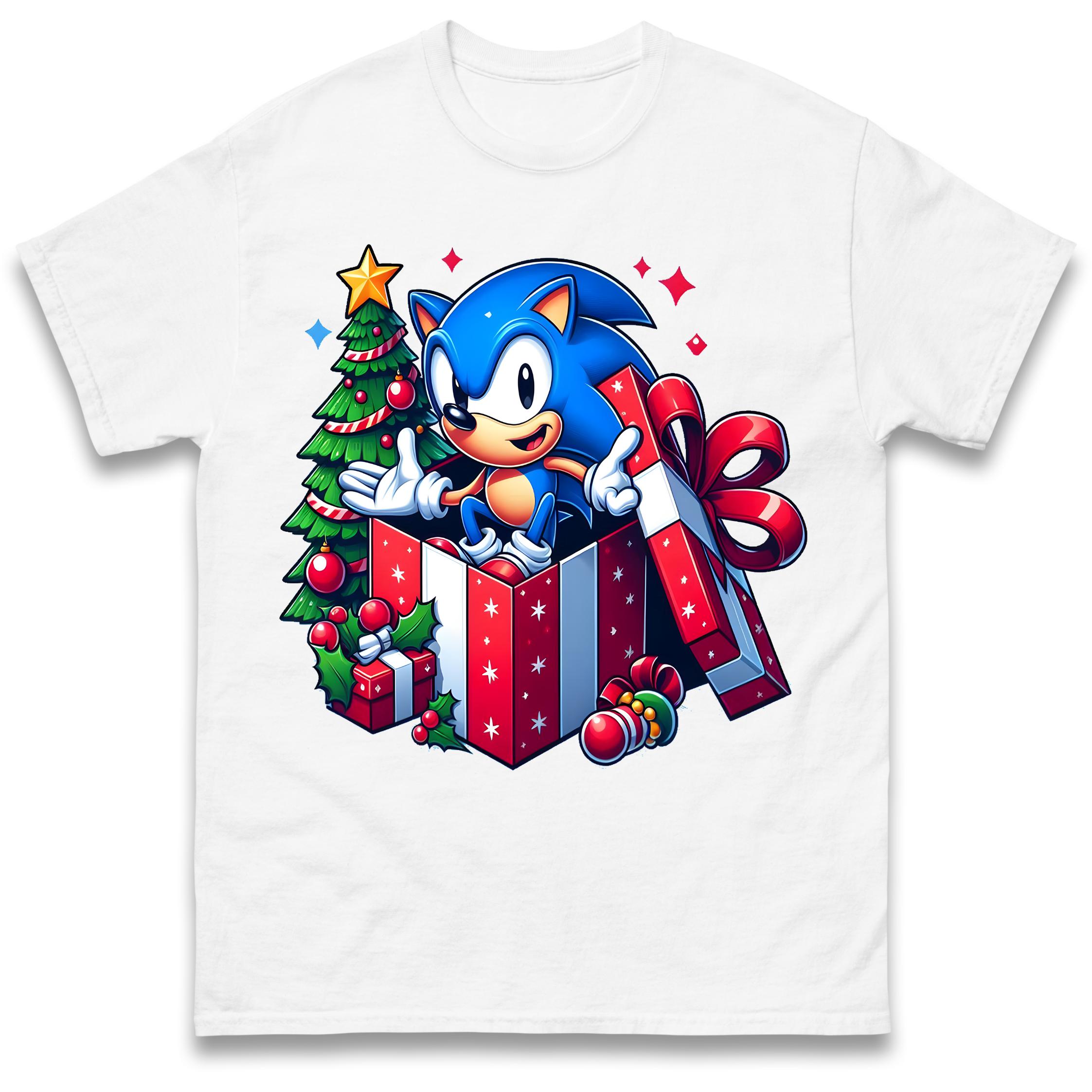 

Sonic The Hedgehog Christmas T-Shirt Tshirt Mens Womens Tops Unisex Tees 100% Cotton M