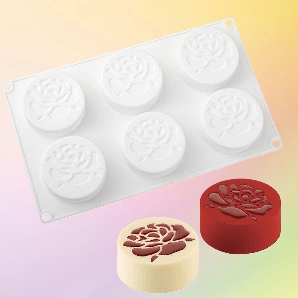 6 Cells Rose Baking Cake Molds Food-Grade Silicone Cylindrical Chocolate Mold DIY Heat-Resistant Pudding Mould Kitchen Tools