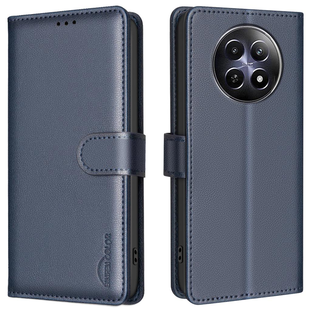 BINFEN COLOR BF32 For Realme 12 5G Anti-Scratch Phone Case RFID Blocking Litchi Texture Leather Cover