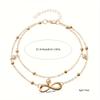 Double Layer Pearl 8-Shape Anklet Handmade Beaded Adjustable Foot Chain Elegant Jewelry For Women Wedding Party Gift Summer Fashion Accessories