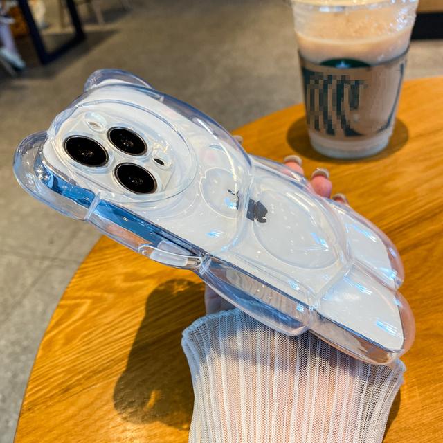 Cartoon 3D Bär Form Klar Telefon Fall Für iPhone 14 13 12 11Pro Max XS Max XR X Candy Farbe silikon Stoßfest Weiche Rückseitige Abdeckung